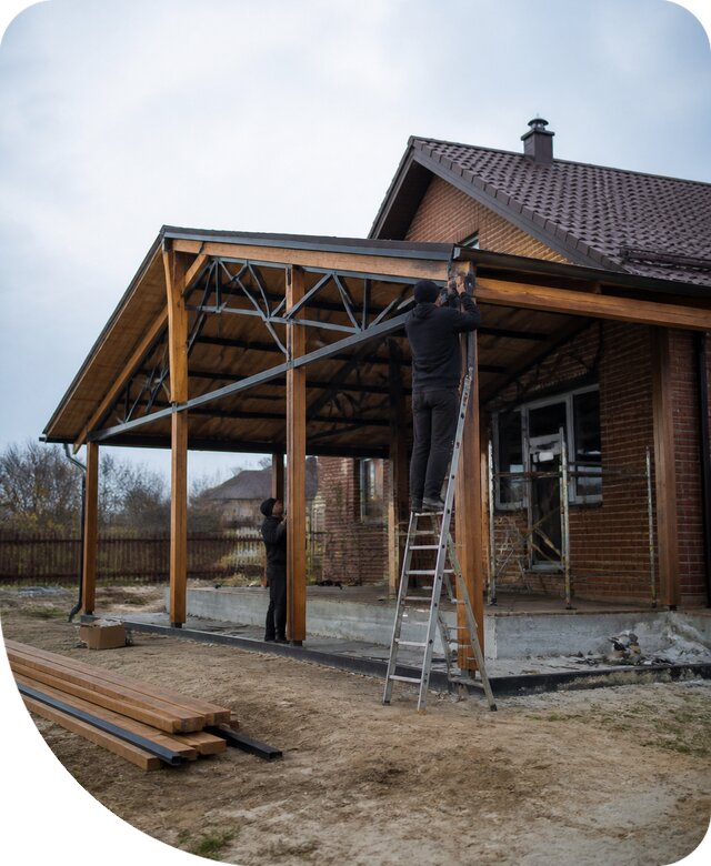 Пристройка навеса к дому и участку в Нижнекамске под ключ